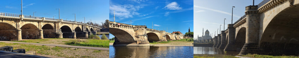 Die Dresdner Albertbrücke, Augustusbrücke und Marienbrücke